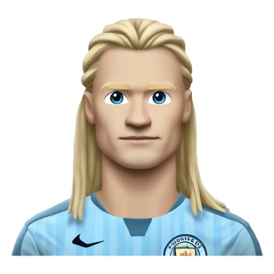 Erling Haaland with long hairs Manchester City sticker