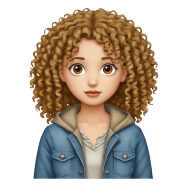 ios 18 emoji pretty girl with curly hair and poor clothes sticker