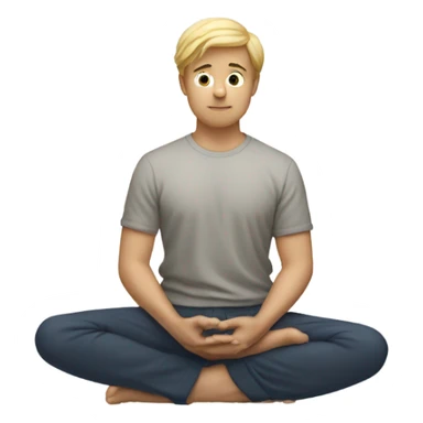A man with blonde hair practicing yoga in the lotus pose, radiating serenity and focus sticker