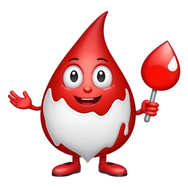 blood drop character holding a B.R.B. sign sticker