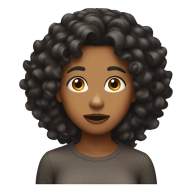 brown girl with curly black hair shocked sticker