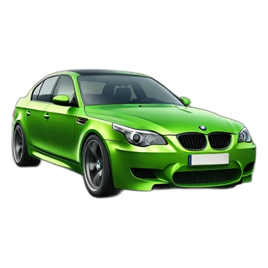 BMW M5e60 green car with Ukrainian license plate CE 1001 KA sticker
