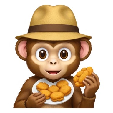 Monkey with a hat and chicken nuggets sticker