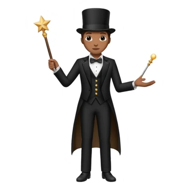 Stage magician in tuxedo holding magic wand sticker