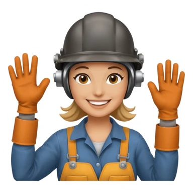 Woman welder saying hi sticker