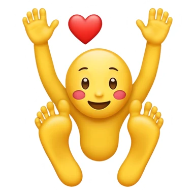 Emoji with feet in air behind him with heart eyes face sticker