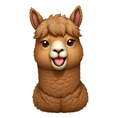 Cinematic Cute Yawning Brown Alpaca Portrait Emoji, Head tilted slightly with a dramatic, wide-open yawn, showcasing a soft, plush brown fleece with gently drooping ears, round warm eyes barely open in drowsy contentment, Simplified yet irresistibly adorable features, highly detailed, glowing with a soft, cozy glow, high shine, relaxed yet expressive, stylized with a touch of whimsy, bright and endearing, soft glowing outline, capturing the essence of a sleepy yet affectionate alpaca, so drowsy it feels like it could stretch out of the screen and curl up for a nap! sticker