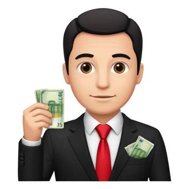 AN UNCLE with a tie in business clothes and with euro money
 sticker