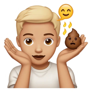 The idk emoji with poop emojis in both hands sticker