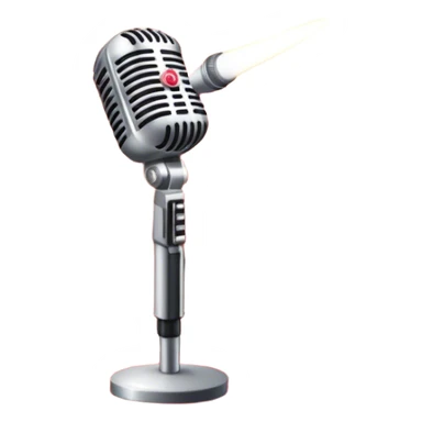 Create a glamorous and vibrant emoji that represents pop vocal performance. The emoji should feature a vintage stage microphone on a red carpet, with a spotlight shining on it. The stage should be empty but illuminated with concert lights, creating an atmosphere of excitement. Add elements like a festive firework display and a sparkling costume with rhinestones. Surround the scene with a ribbon made of musical notes to symbolize the connection to music. Use bright colors like gold, red, and silver, with a touch of sparkle to convey the glamour and energy of pop vocal performance. The background should be transparent. sticker