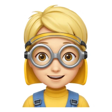 Minion emoji with a round head like normal emojis and a smurk like this emoji but a minion so basically that emoji with the goggles and the hair and not a funny head shape 😏 it should look like an actual minion not a human with African braids and a female minion  make them feminine  sticker
