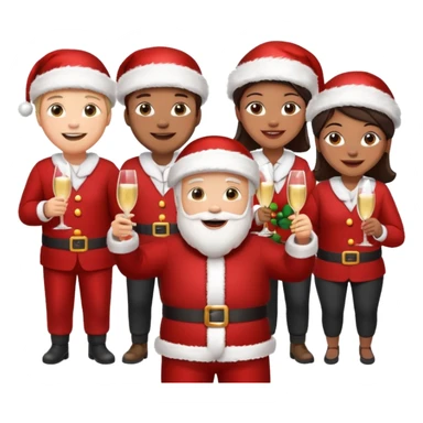 create a realistic emoji shwoing logistic workers celebrating christmas sticker