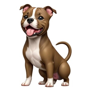 cinematic-[yawning Staffordshire bull terrier]-realistic-full-body-standing-emoji,-tail-resting-loosely-beside-its-paws,-head-tilted-dramatically, -sleek-[dark solid brindle]-fur,-simplified-yet-realistic-focused-features,-highly-detailed,-glowing-with-an-almost-sarcastic-glow sticker