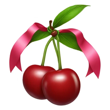 Two cherries with ribbon stem sticker