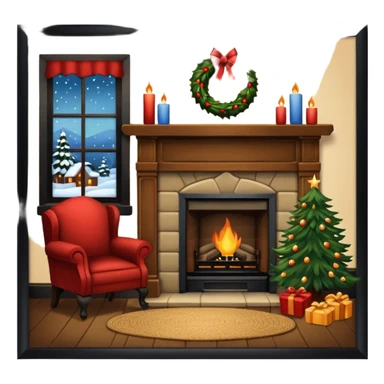 Interior early American Christmas scene sticker
