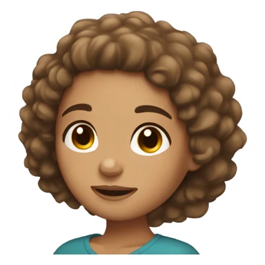 girl laying on pillow, curly brown hair with medium light skin sticker