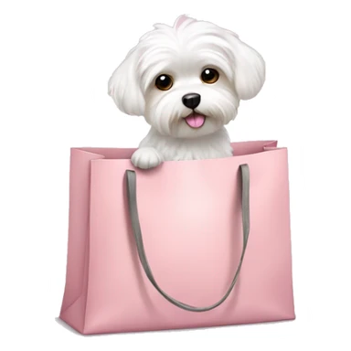 Maltese dog in a light pink bag sticker