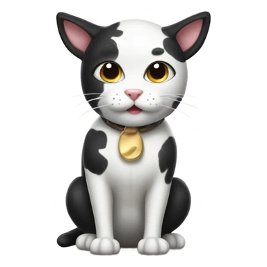 black and white cat wearing cow costume sticker