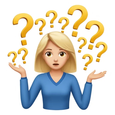 lady with medium lenth blonde hair throwing question marks in the as if confused sticker