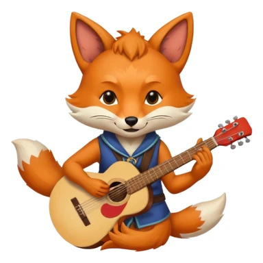 Kitsune with a nose ring playing a guitar sticker