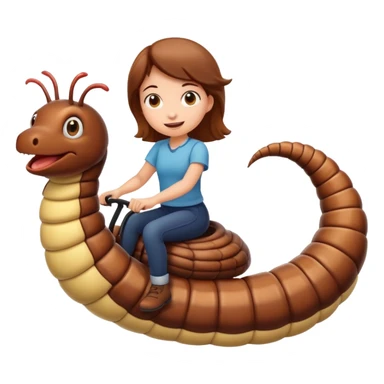 Girl riding a worm sticker