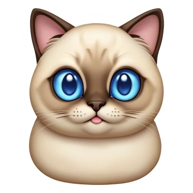 Cinematic Cute Chubby Siamese Cat Portrait Emoji, Round and plump body, soft cream-colored fur with rich dark points on the ears, face, paws, and tail, big, sparkling sapphire-blue eyes, Simplified yet irresistibly adorable features, highly detailed, glowing with a warm, cozy glow, high shine, curious yet calm, stylized with a touch of whimsy, bright and endearing, soft glowing outline, capturing the essence of a mischievous yet lazy and loveable kitty, so cuddly it feels like it could waddle right out of the screen for a snuggle! sticker