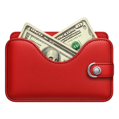 Red wallet with dollars sticker