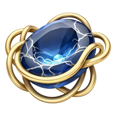 delicate floating gold chain cradling a deep blue stone with swirling white and gray veins, glowing faintly like stars and moonlight, radiating mystery and magic sticker