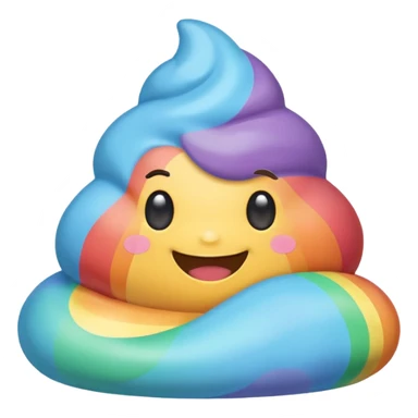 blue rainbow colors kawaii poop sticker