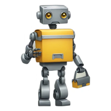 robot holding a toolbox sticker