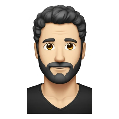 White man in black v-neck shirt with black hair that is slightly greying and a short black beard that is is slightly greying sticker