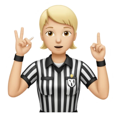 blonde football referee calling time out with hands and whistle making t gesture with hands sticker