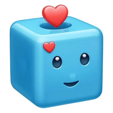 cute blue cube with a tiny heart sticker