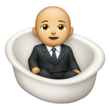 white newborn baby in a business suit lies in a cradle sticker
