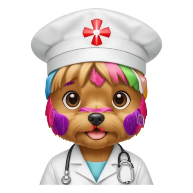 cute yorkie dog being a nurse sticker