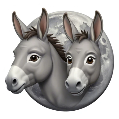 a donkey on moon two variations sticker