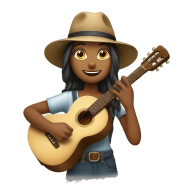 Girl Wearing a Hat and Playing the Cavaquinho sticker