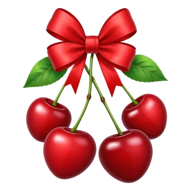 two cherries connected with a bow sticker