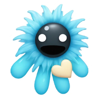 Soot sprite holding pastel blue heart sticker