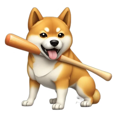shiba inu hitting someone with a baseball bat, sitting sticker