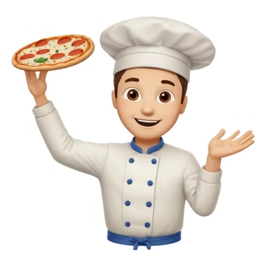 Pizza Chef – tossing pizza dough in air, white hat tilted slightly sticker