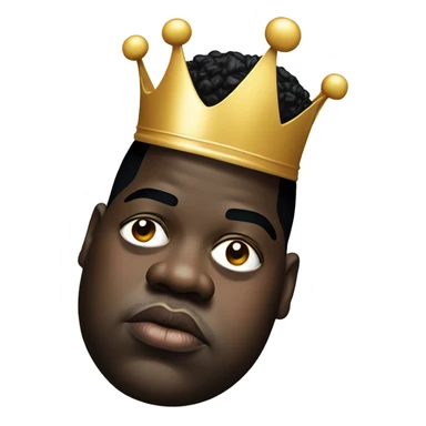 Notorious BIG with tilted crown on his head and heart eyes sticker