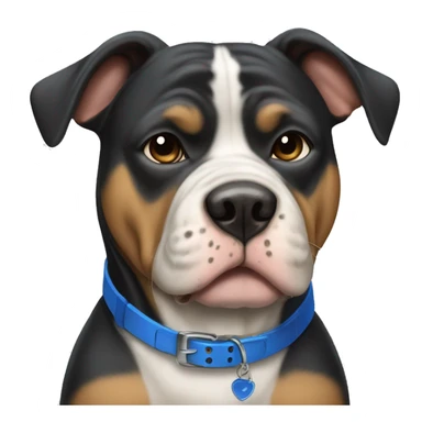 Black tan and white bully dog with blue collar  sticker