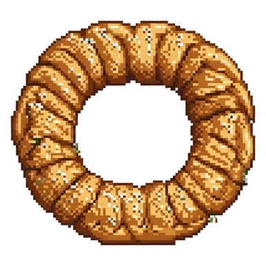 pixel art simit, side view, crisp crust, sprinkled sesame sticker