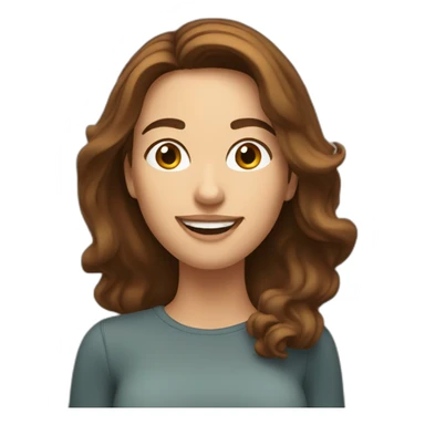 Happy Woman with Brown hair taking selfie sticker