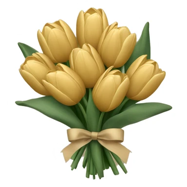 bouquet of golden beige tulips with a Khaki green bow sticker