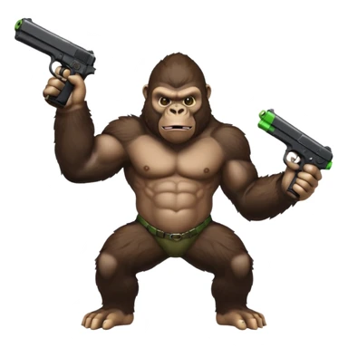 A gorilla holding a gun in the air with a Xbox controller  sticker