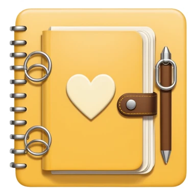 cute agenda , butter yellow/gold/brown themed with maybe a little heart on it. its paper in it and rings at the top of it where the paper is on sticker