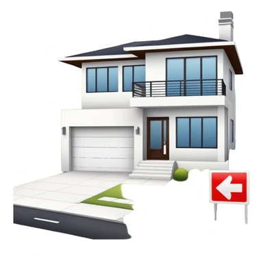 modern house with a for sale sign in front sticker