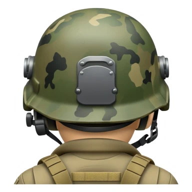 back of military helmet on soldier's head sticker